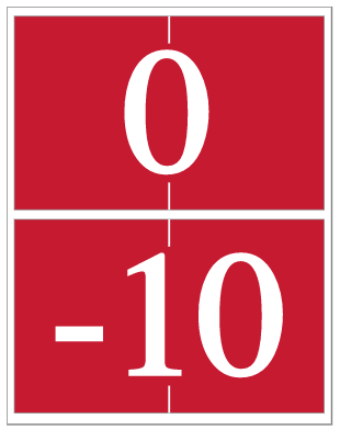white numbers on a red background